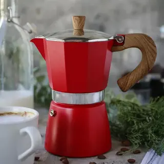 Black Goat 6 Cup Moka Pot Kırmızı