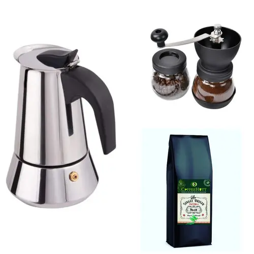 CoffeeHutt Çelik Espresso Makinesi Seti