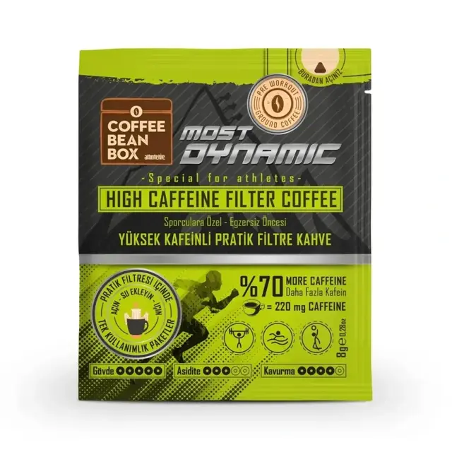 CoffeeBeanBox Most Dynamic Yüksek Kafeinli Pratik Filtre Kahve 8 gr 10'lu