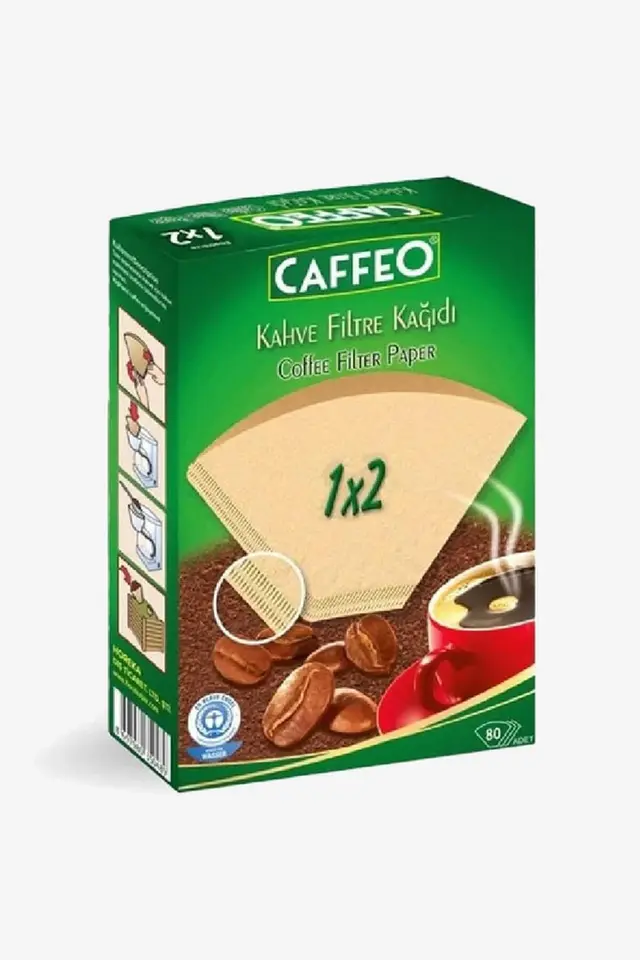 Kahve Filtre Kağıdı Caffeo 1x2 80 Adet | Ağartılmamış Doğal Kağıt