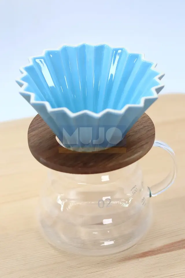 V60 Ahşap Standlı Seramik Dripper Kahve Potu 500ml Seti
