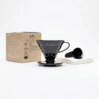 Hario V60 02 Siyah Şeffaf Plastik Dripper ve 40'lı Filtre Kağıdı Seti
