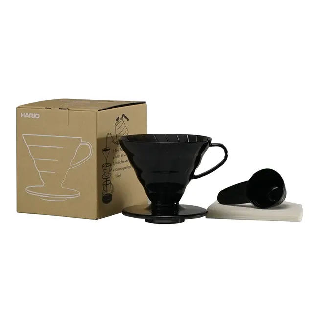 Hario V60 02 Siyah Şeffaf Plastik Dripper ve 40’lı Filtre Kağıdı Seti