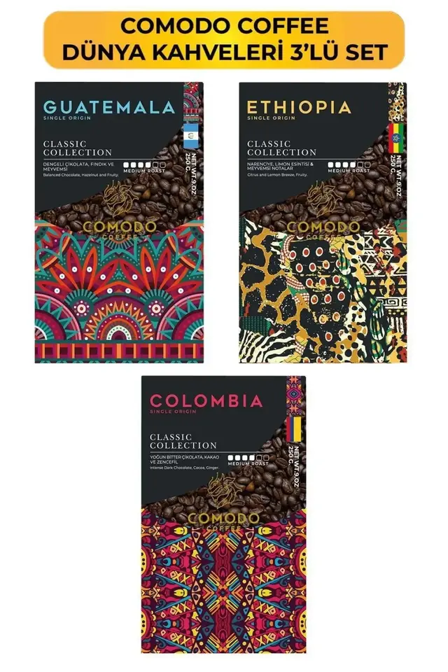 Comodo Coffee Dünya Kahveleri Tanışma Seti 3x250g